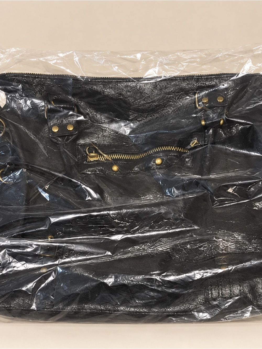 Gav Luxe Italian Black Leather Tote Bag with Gold Hardware